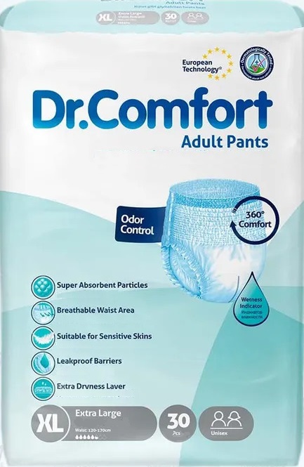 Підгузники труси для дорослих Dr Comfort Extra Large 120-170 см 5.5 кр. 30 шт